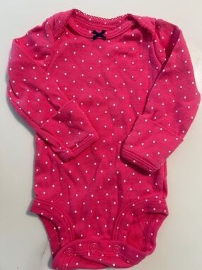 Carter’s Newborn Hot Pink Polka Dot Long Sleeve Bodysuit Baby Girl One-Piece
